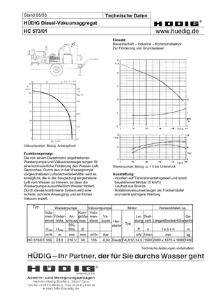 Agregaty do obniżania wód gruntowych Hüdig HC 573/01