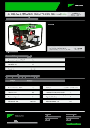 Agregaty prądotwórcze z silnikiem wysokoprężnym INMESOL AL 1500-CA