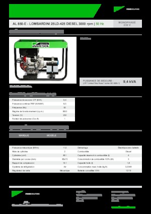 Agregaty prądotwórcze z silnikiem wysokoprężnym INMESOL AL 850-E
