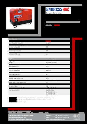 Agregaty prądotwórcze z silnikiem wysokoprężnym Endress ESE 1008 HG ES DI ISO DUPLEX Silent Plus