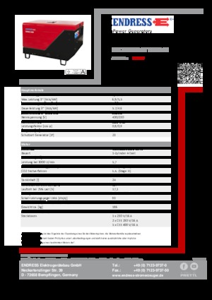 Agregaty prądotwórcze z silnikiem wysokoprężnym Endress ESE 706 DYS-GT ES ISO DI