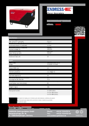 Agregaty prądotwórcze z silnikiem wysokoprężnym Endress ESE 706 DYS-GT ES ISO DI