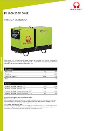 Agregaty prądotwórcze z silnikiem wysokoprężnym PRAMAC Lifter P 11000 TYA