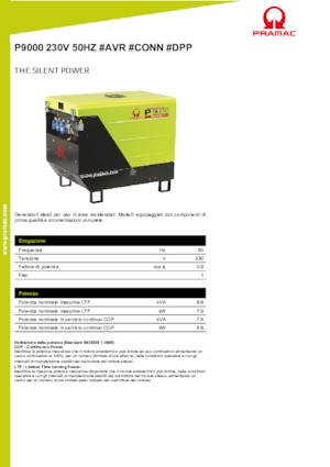 Agregaty prądotwórcze z silnikiem wysokoprężnym PRAMAC Lifter P 9000