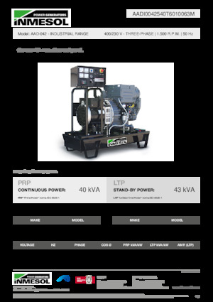 Agregaty prądotwórcze z silnikiem wysokoprężnym INMESOL AAD-042