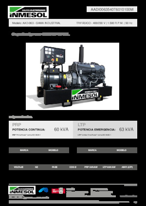 Agregaty prądotwórcze z silnikiem wysokoprężnym INMESOL AAD-063