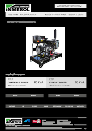 Agregaty prądotwórcze z silnikiem wysokoprężnym INMESOL AI-066