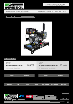 Agregaty prądotwórcze z silnikiem wysokoprężnym INMESOL AI-066