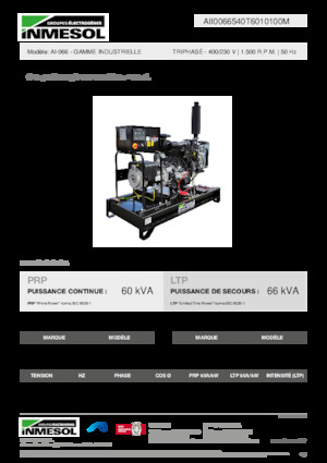 Agregaty prądotwórcze z silnikiem wysokoprężnym INMESOL AI-066