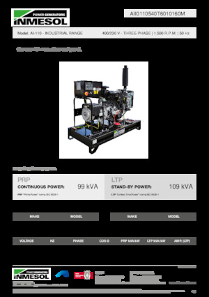 Agregaty prądotwórcze z silnikiem wysokoprężnym INMESOL AI-110