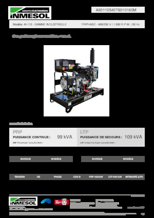 Agregaty prądotwórcze z silnikiem wysokoprężnym INMESOL AI-110