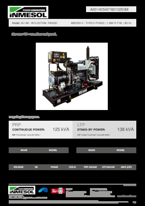 Agregaty prądotwórcze z silnikiem wysokoprężnym INMESOL AI-140