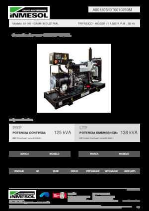 Agregaty prądotwórcze z silnikiem wysokoprężnym INMESOL AI-140