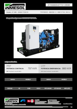 Agregaty prądotwórcze z silnikiem wysokoprężnym INMESOL AT-880