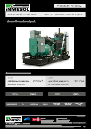 Agregaty prądotwórcze z silnikiem wysokoprężnym INMESOL AV-295