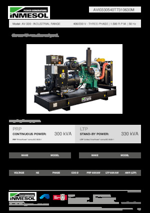 Agregaty prądotwórcze z silnikiem wysokoprężnym INMESOL AV-330