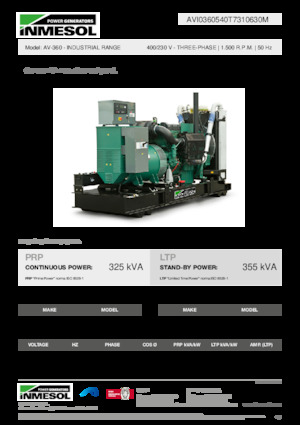 Agregaty prądotwórcze z silnikiem wysokoprężnym INMESOL AV-360