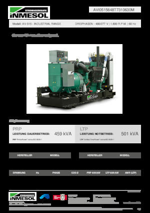 Agregaty prądotwórcze z silnikiem wysokoprężnym INMESOL AV-515