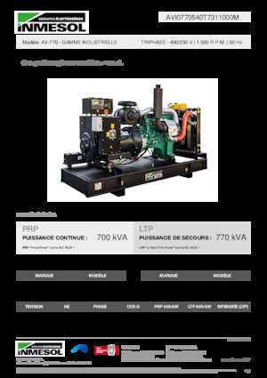 Agregaty prądotwórcze z silnikiem wysokoprężnym INMESOL AV-770