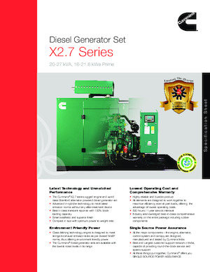 Agregaty prądotwórcze z silnikiem wysokoprężnym Cummins C25D5P