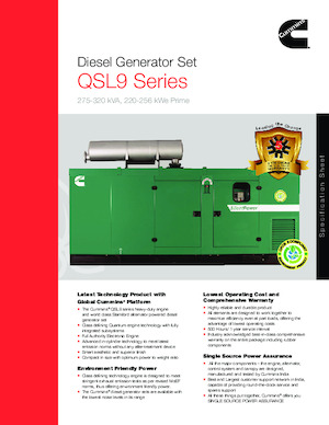 Agregaty prądotwórcze z silnikiem wysokoprężnym Cummins C320D5P