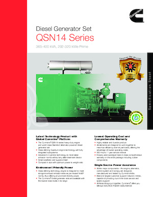 Agregaty prądotwórcze z silnikiem wysokoprężnym Cummins C400D5P