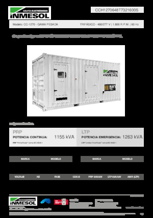 Agregaty prądotwórcze z silnikiem wysokoprężnym INMESOL CC-1270