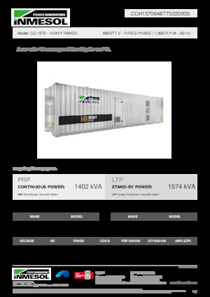 Agregaty prądotwórcze z silnikiem wysokoprężnym INMESOL CC-1570