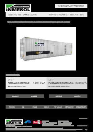 Agregaty prądotwórcze z silnikiem wysokoprężnym INMESOL CC-1650