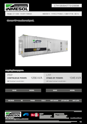 Agregaty prądotwórcze z silnikiem wysokoprężnym INMESOL CT-1350