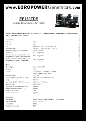 Agregaty prądotwórcze z silnikiem wysokoprężnym Europower EP180TDE (LS)