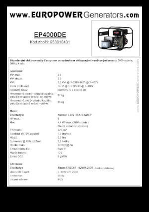Agregaty prądotwórcze z silnikiem wysokoprężnym Europower EP4000DE (S)