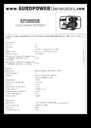 Agregaty prądotwórcze z silnikiem wysokoprężnym Europower EP4000DE (S)