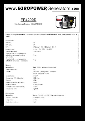 Agregaty prądotwórcze z silnikiem wysokoprężnym Europower EP4200D (S)