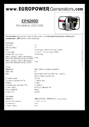 Agregaty prądotwórcze z silnikiem wysokoprężnym Europower EP4200D (S)