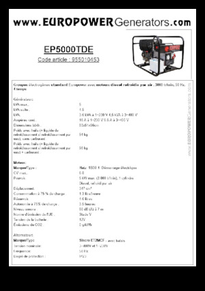 Agregaty prądotwórcze z silnikiem wysokoprężnym Europower EP5000TDE (S)