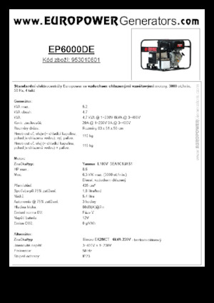 Agregaty prądotwórcze z silnikiem wysokoprężnym Europower EP6000DE (S)