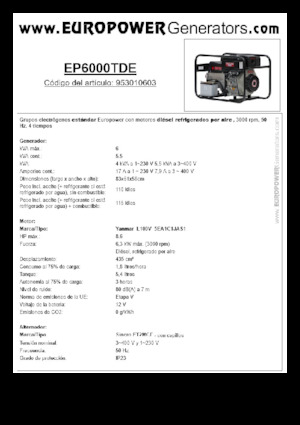 Agregaty prądotwórcze z silnikiem wysokoprężnym Europower EP6000TDE (S)