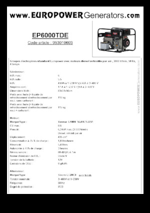 Agregaty prądotwórcze z silnikiem wysokoprężnym Europower EP6000TDE (S)