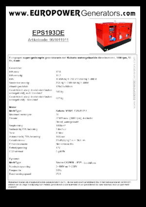 Agregaty prądotwórcze z silnikiem wysokoprężnym Europower EPS193DE (S)