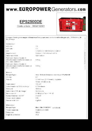 Agregaty prądotwórcze z silnikiem wysokoprężnym Europower EPS2500DE (MA)