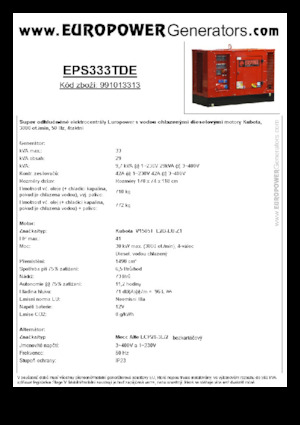 Agregaty prądotwórcze z silnikiem wysokoprężnym Europower EPS333TDE (MA)
