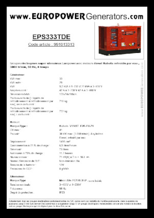 Agregaty prądotwórcze z silnikiem wysokoprężnym Europower EPS333TDE (MA)