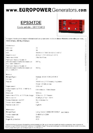 Agregaty prądotwórcze z silnikiem wysokoprężnym Europower EPS34TDE (LS)