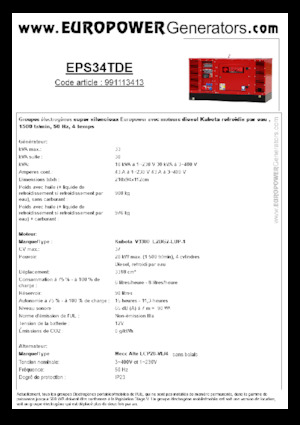 Agregaty prądotwórcze z silnikiem wysokoprężnym Europower EPS34TDE (MA)