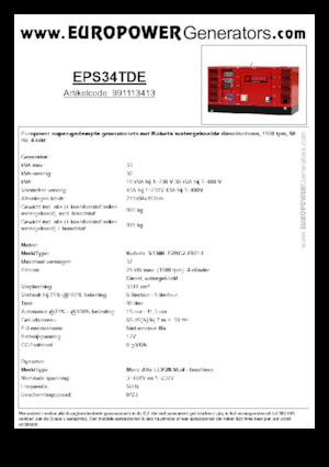 Agregaty prądotwórcze z silnikiem wysokoprężnym Europower EPS34TDE (MA)