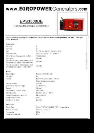 Agregaty prądotwórcze z silnikiem wysokoprężnym Europower EPS3500DE (S)