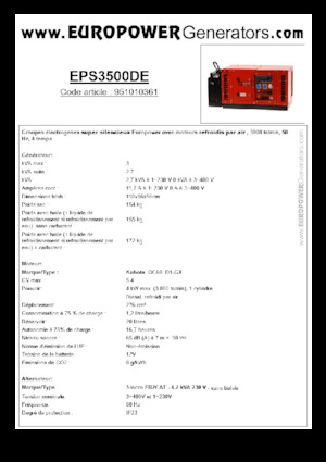 Agregaty prądotwórcze z silnikiem wysokoprężnym Europower EPS3500DE (S)