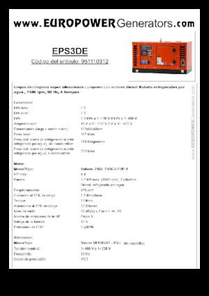 Agregaty prądotwórcze z silnikiem wysokoprężnym Europower EPS3DE (S)