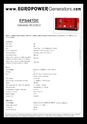 Agregaty prądotwórcze z silnikiem wysokoprężnym Europower EPS44TDE (LS)